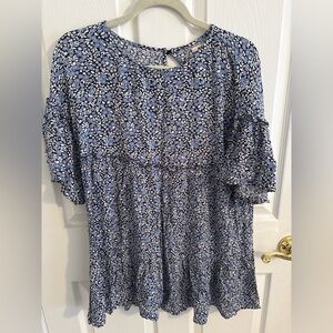 Floral Blue and White Dress